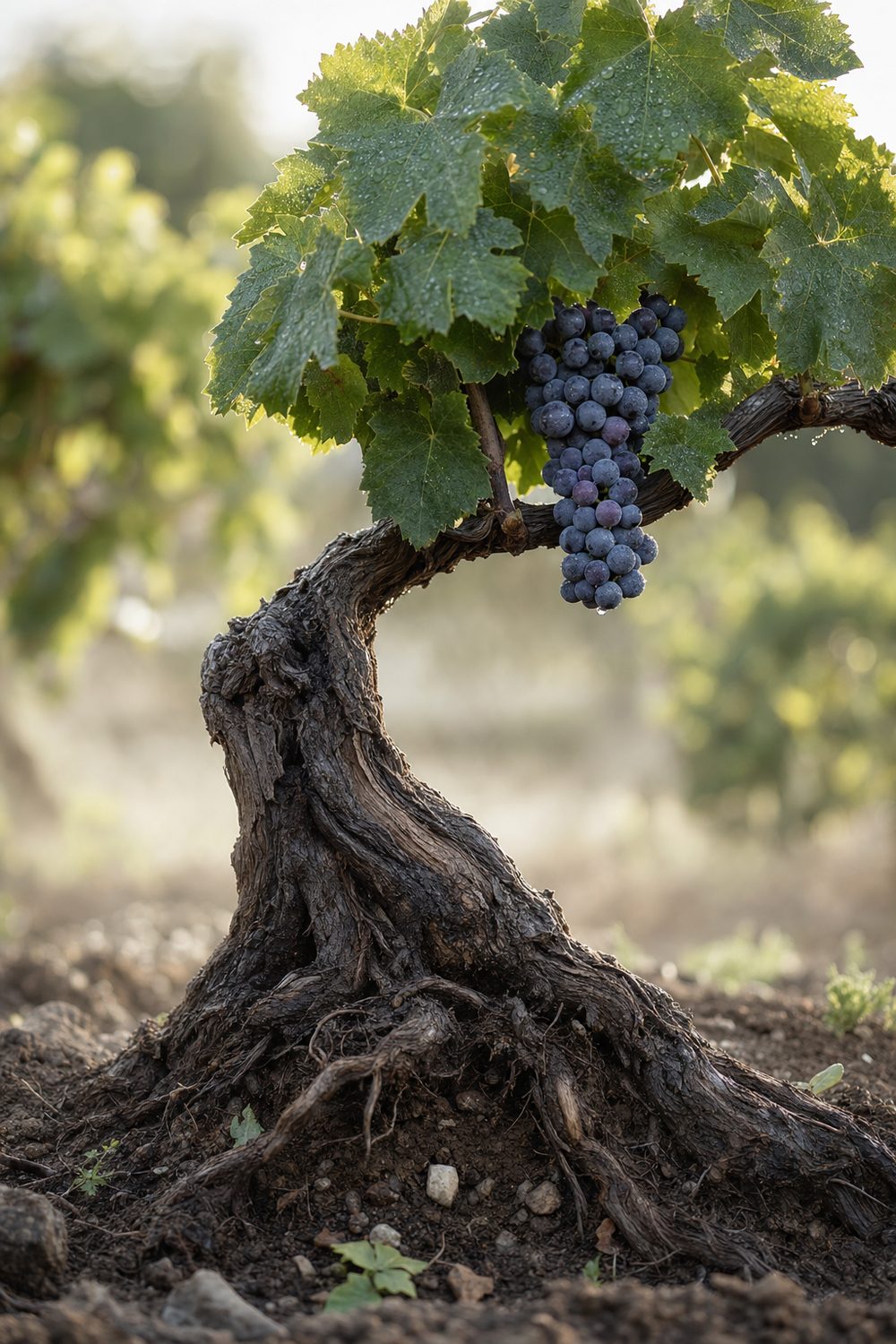 An old grapevine with deep roots, symbolizing growth and legacy